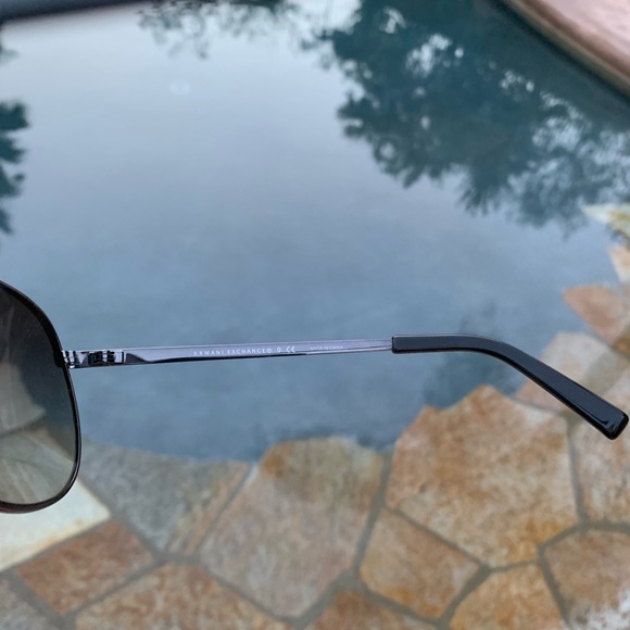 Armani Exchange AX2002 Shiny Gunmetal & Black Aviator Unisex Sunglasses - Picture 11 of 11